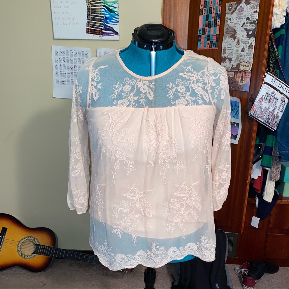 Light pink lace blouse